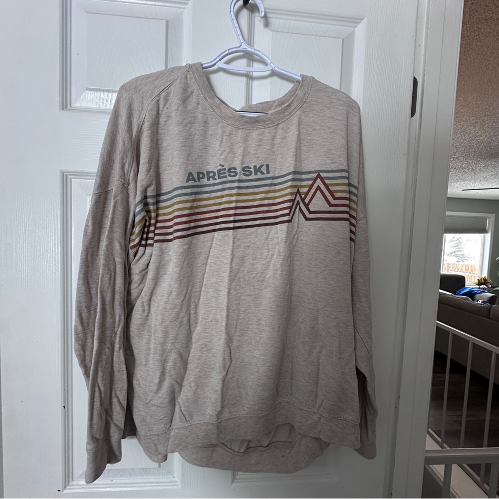 Men's Après Ski Crewneck Sweater - Beige with Multicolor Stripes